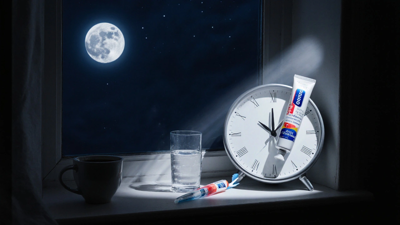 Večerní scéna s gelom Elmex pod měsíčním světlem.