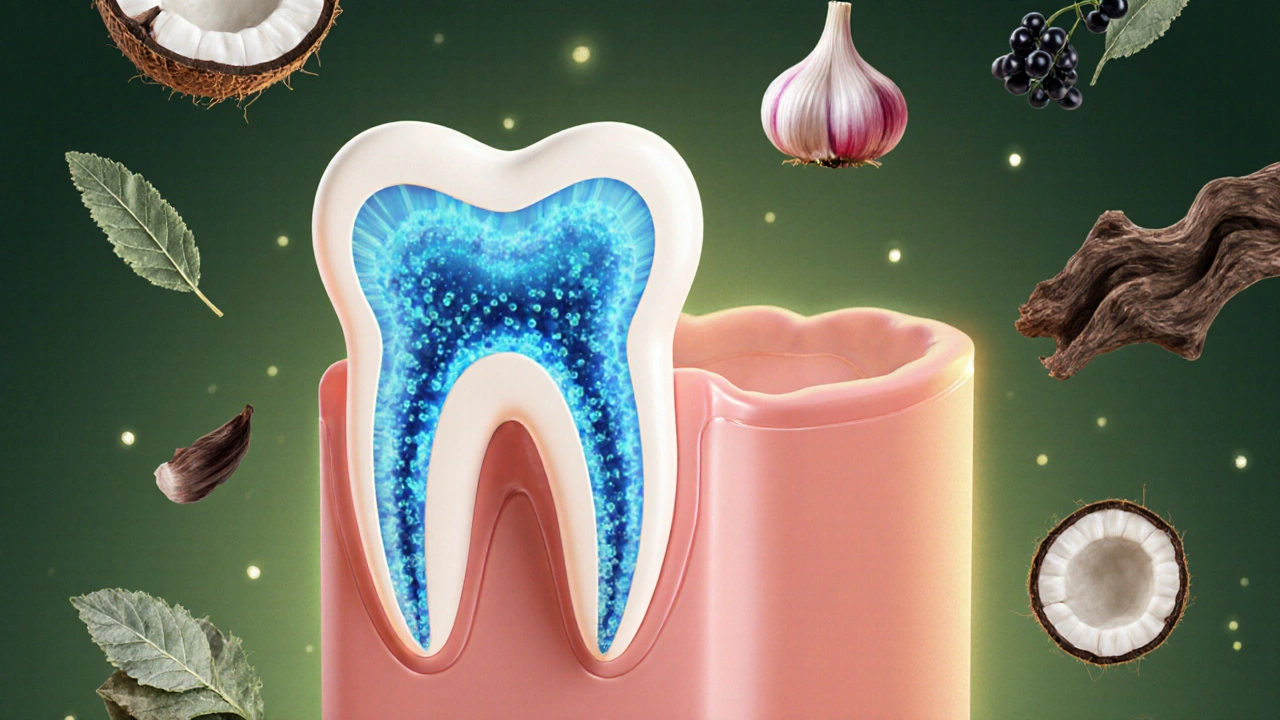 Vizualizace vyváženého ústního mikrobiomu s přírodními složkami