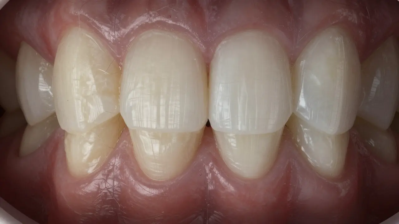 Comparison of cracked composite veneer versus natural-looking ceramic veneer.
