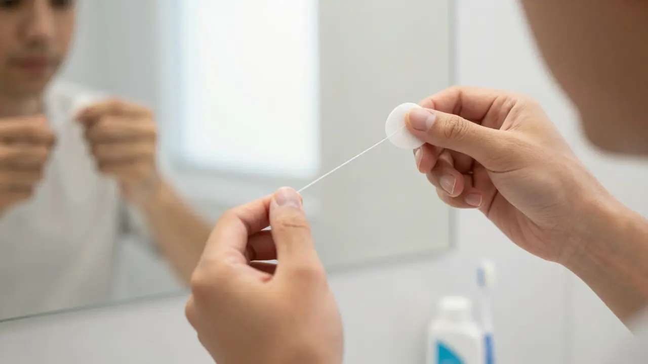 Jak si čistit zuby zubní nití správně - krok za krokem