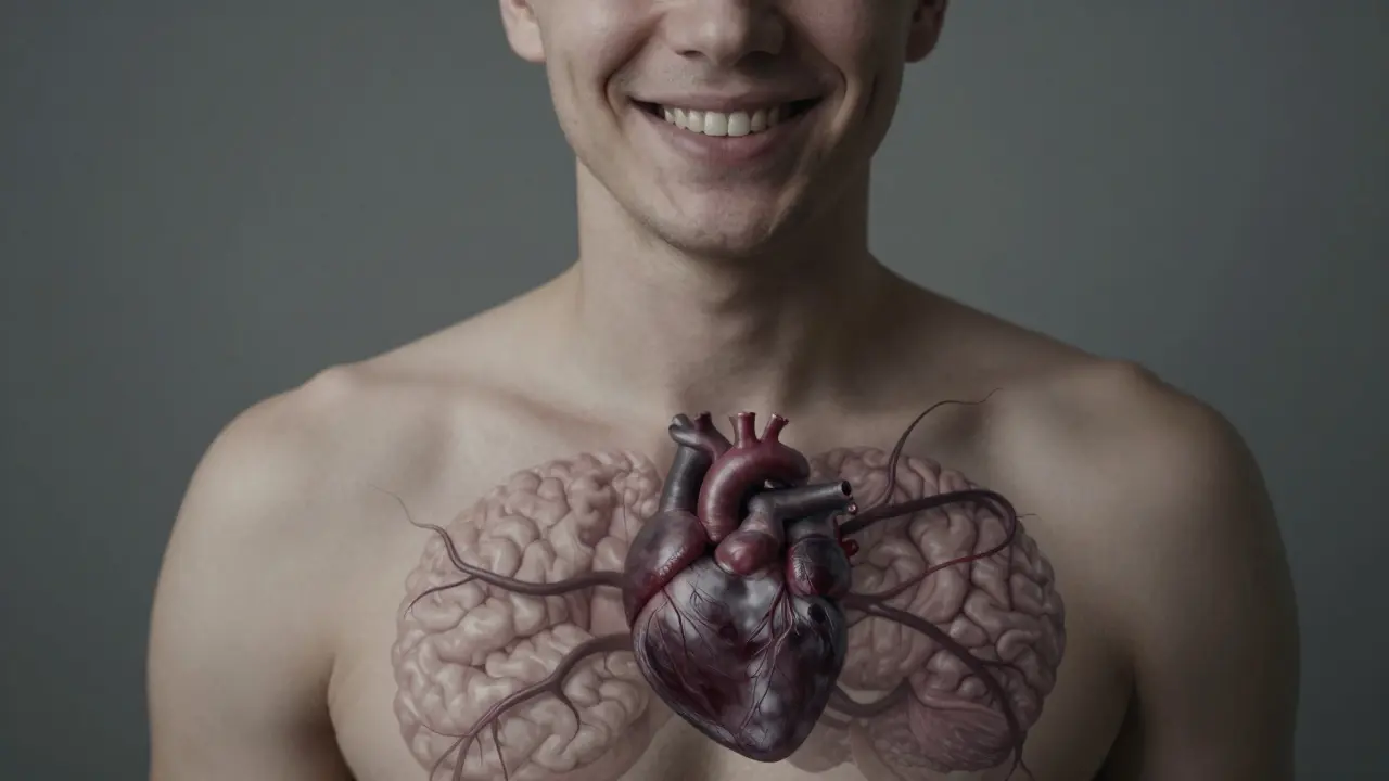 Tmavý zubní kámen s tajnými spojeními do srdce a mozku