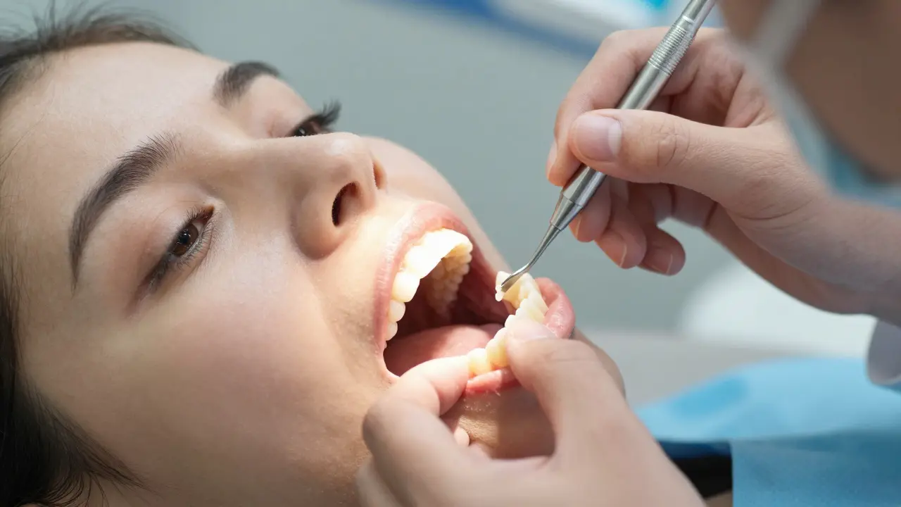 Zubní technik bere otisk pacientovy ústní dutiny pomocí speciální pasty.