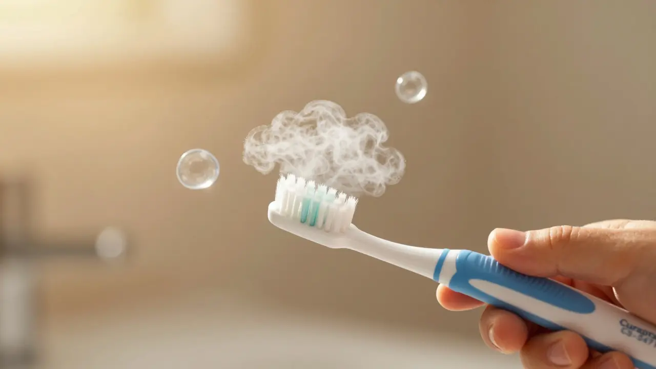 Dítě drží kartáček Curaprox CS-5471 Kids, jemné štětiny jemně čistí zuby bez poškození.