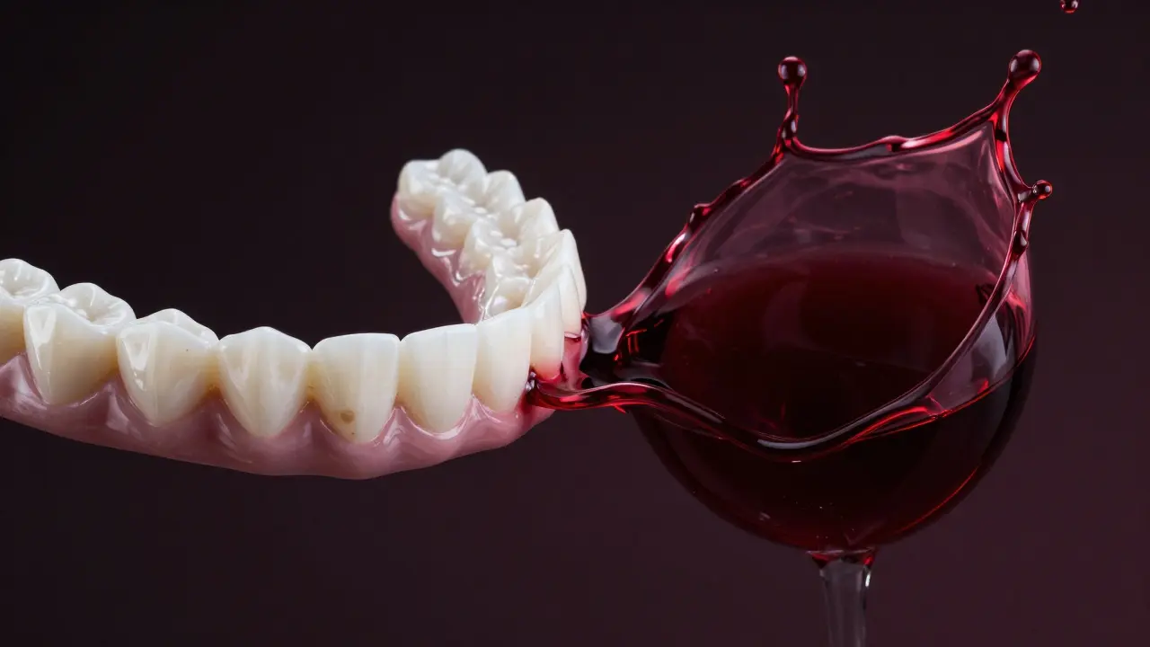 Konceptualizace vlivu barevného vína a kávy na keramická rovnátka.