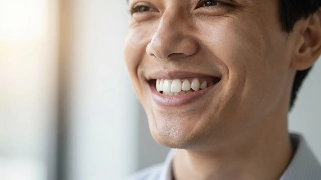 Krásný a přirozený úsměv po nasazení zirkonových korunek