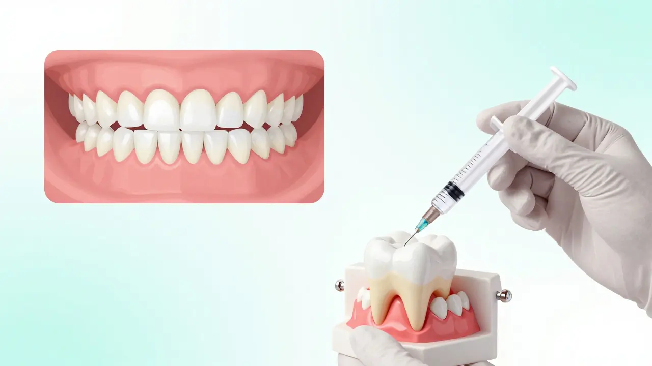 Dentální péče: aplikace regeneračního gelu na zuby