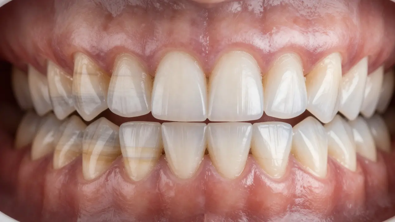 Porovnání zubů s tetrcyklinovými skvrnami a po aplikaci porcelánových věneček