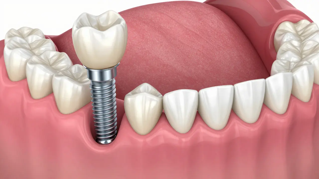 Implantát versus most na zubním modelu
